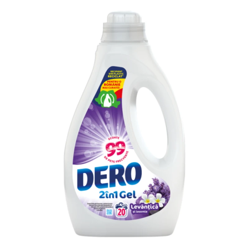 Detergent Lichid Dero 2 In 1 Levantica si Iasomie 20 de spalari  1000ml
