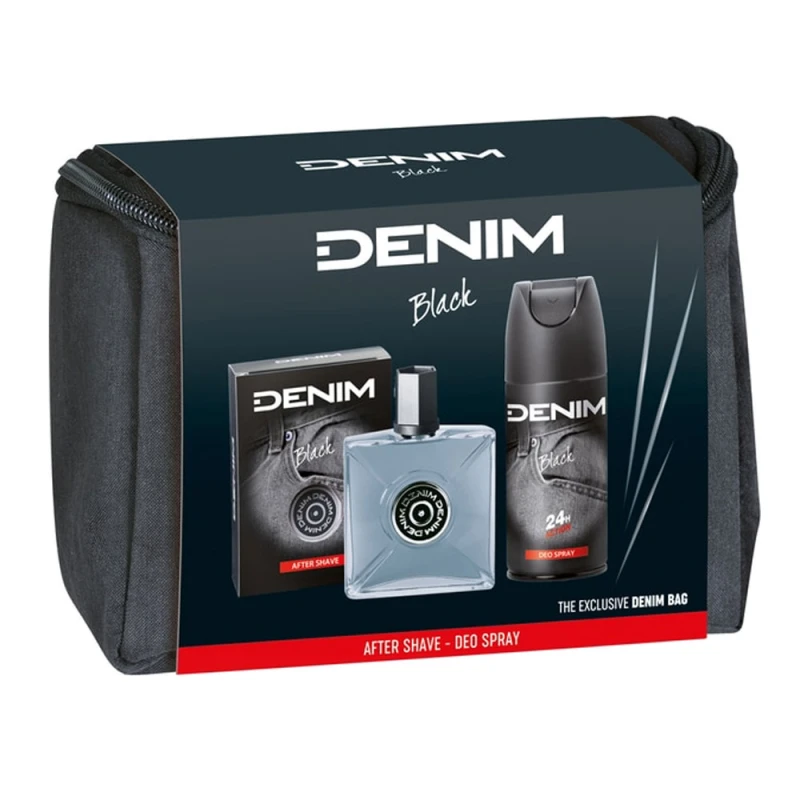 Caseta Cadou Denim Black Deodorant 150ml Aftershave 100ml Geanta